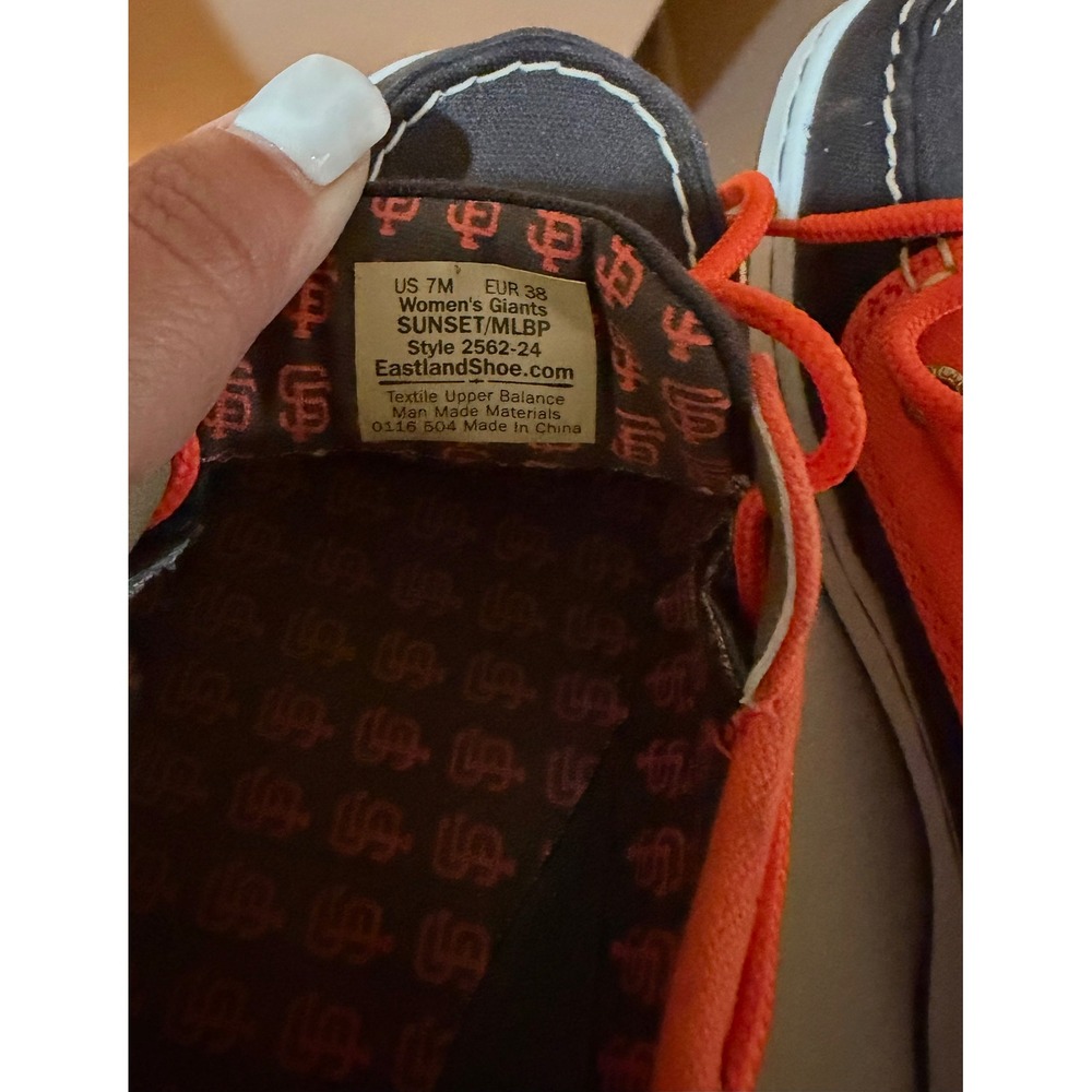 Eastland San Francisco Giants MLB Canvas Boat Shoes Women's Black Orange‎ 7. - Picture 10 of 11